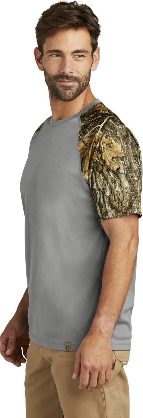 Russell Outdoors Ru151 Realtree Colorblock Performance Tee - Gray Concrete Heather Edge