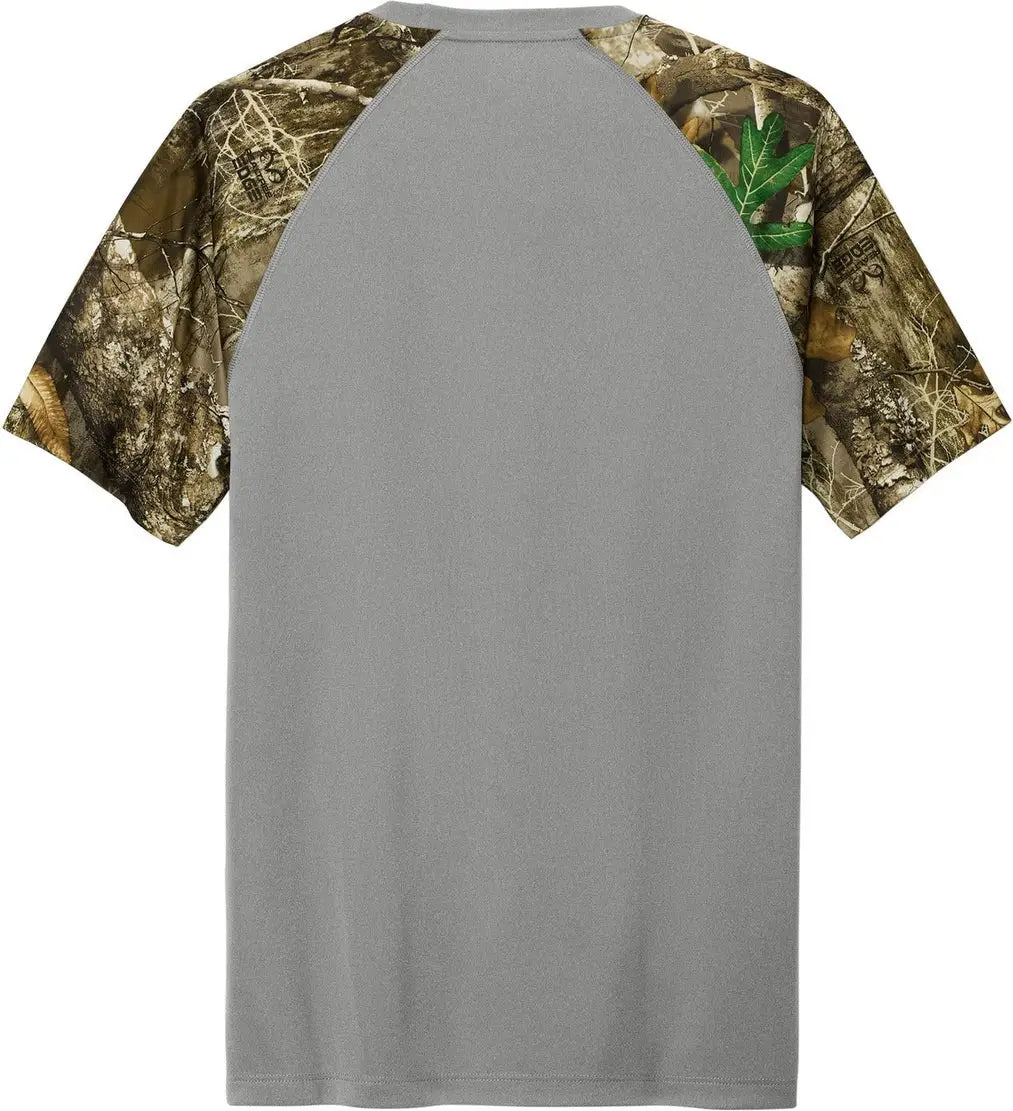 Russell Outdoors Ru151 Realtree Colorblock Performance Tee - Gray Concrete Heather Edge - Concrete/ / Adult Xs