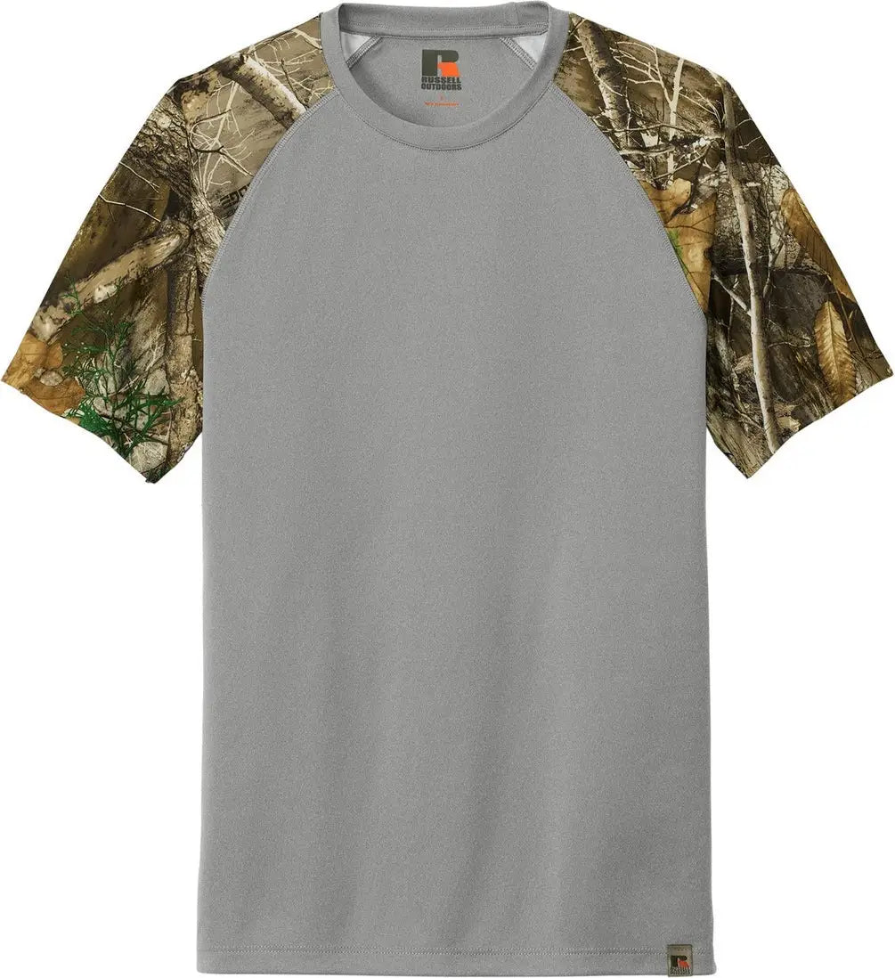 Russell Outdoors Ru151 Realtree Colorblock Performance Tee - Gray Concrete Heather Edge