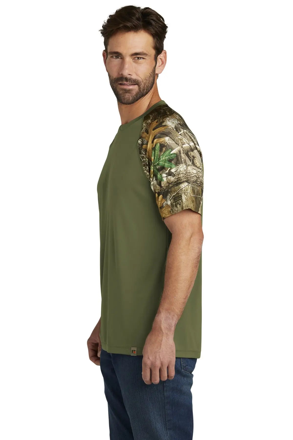 Russell Outdoors Ru151 Realtree Colorblock Performance Tee - Olive Drab Green Edge