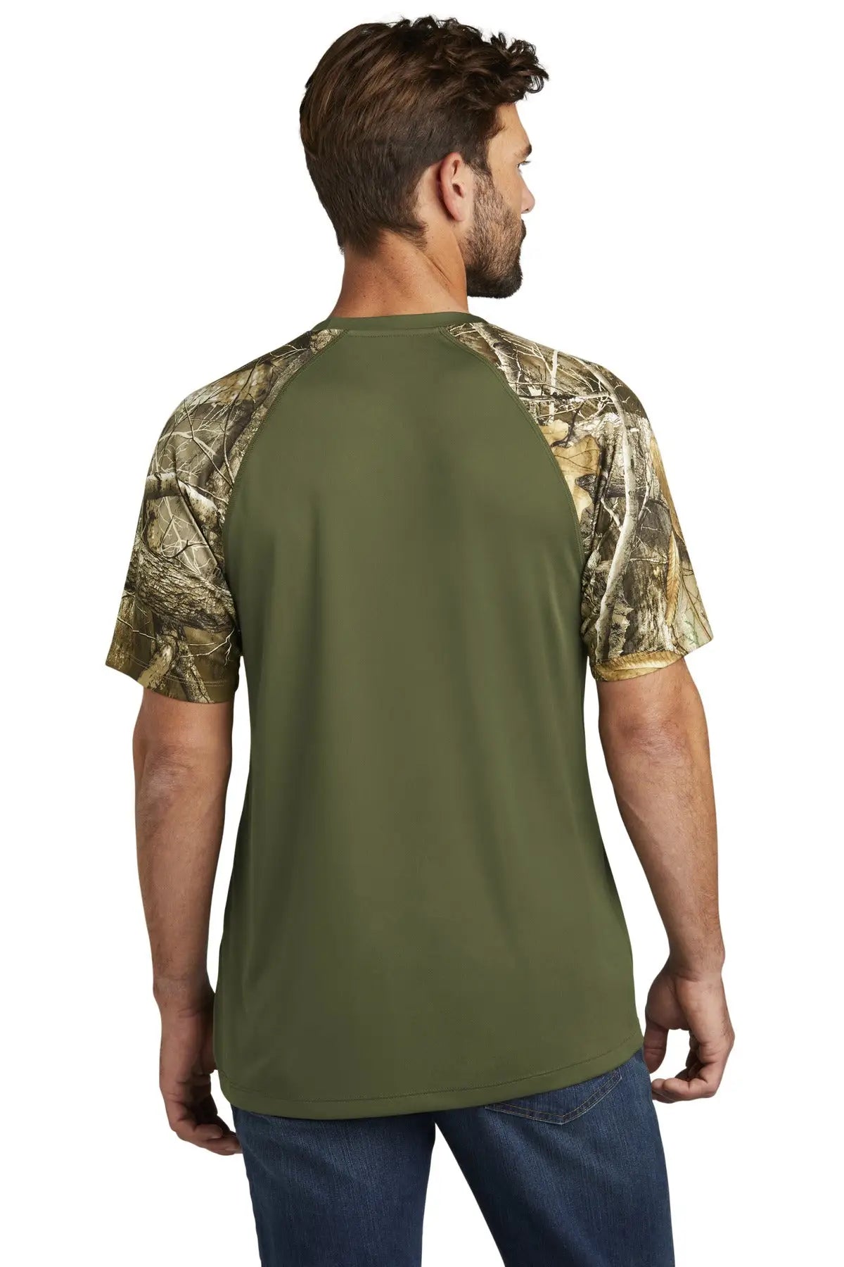 Russell Outdoors Ru151 Realtree Colorblock Performance Tee - Olive Drab Green Edge