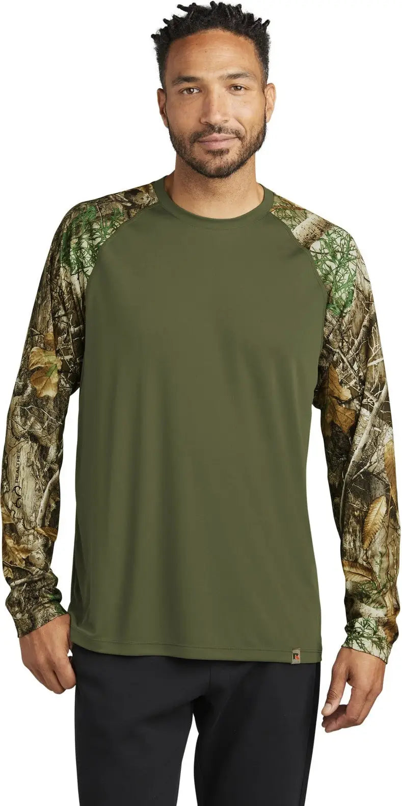Russell Outdoors Ru151ls Realtree Colorblock Performance Long Sleeve Tee - Olive Drab Green Edge - Green/ / Adult Xs