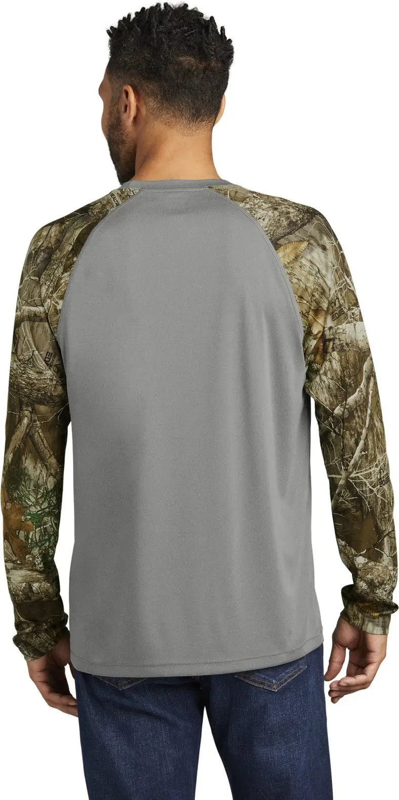 Russell Outdoors Ru151ls Realtree Colorblock Performance Long Sleeve Tee - Gray Concrete Heather Edge