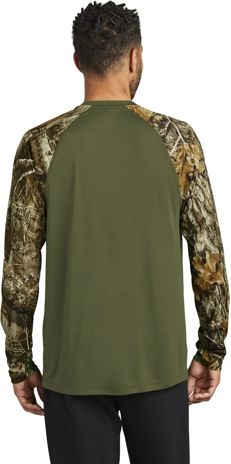 Russell Outdoors Ru151ls Realtree Colorblock Performance Long Sleeve Tee - Olive Drab Green Edge