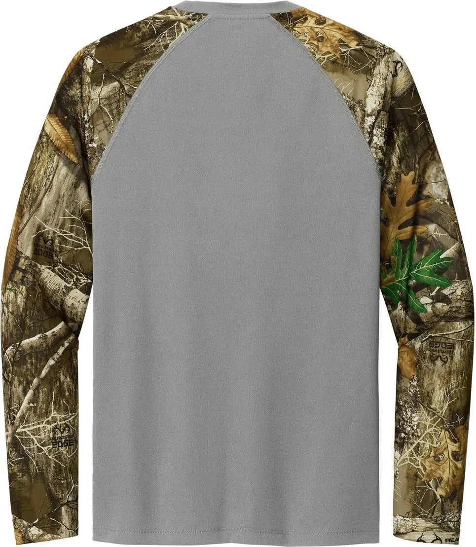 Russell Outdoors Ru151ls Realtree Colorblock Performance Long Sleeve Tee - Gray Concrete Heather Edge