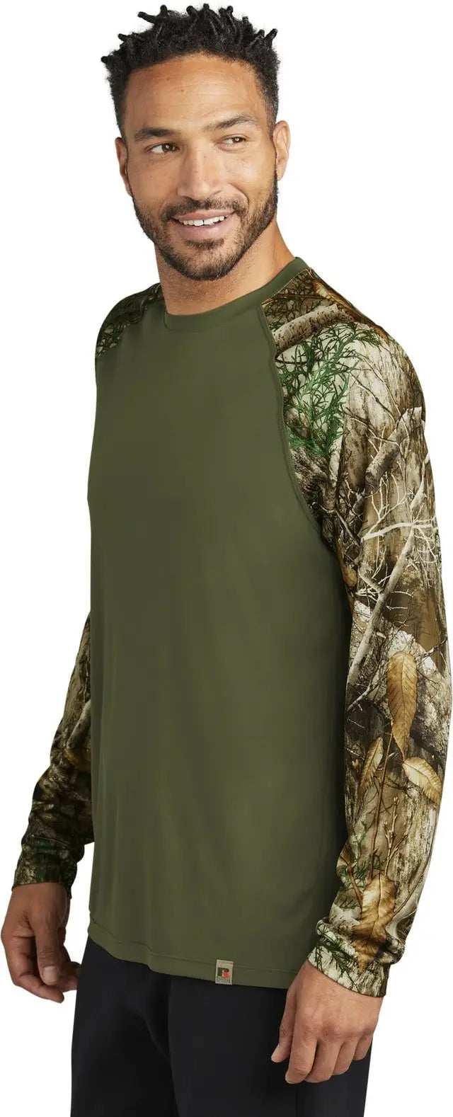 Russell Outdoors Ru151ls Realtree Colorblock Performance Long Sleeve Tee - Olive Drab Green Edge