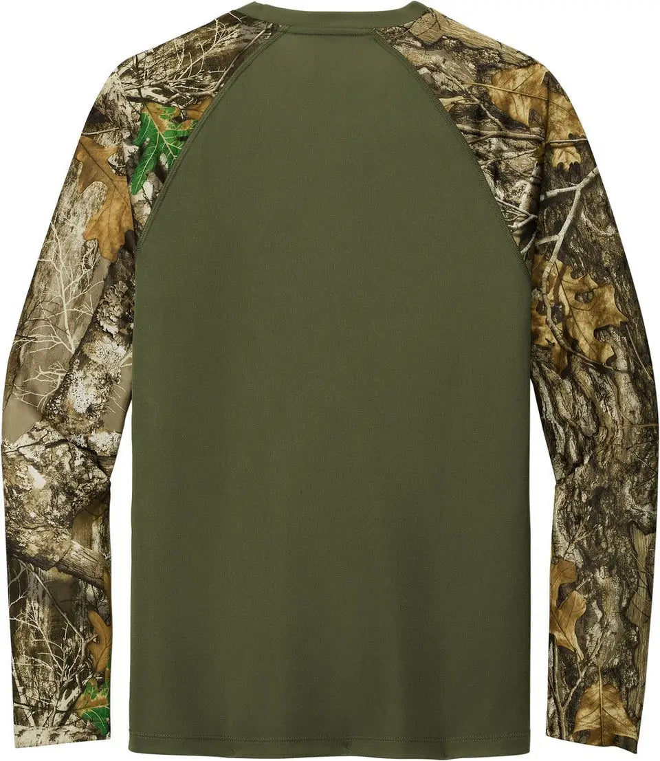 Russell Outdoors Ru151ls Realtree Colorblock Performance Long Sleeve Tee - Olive Drab Green Edge