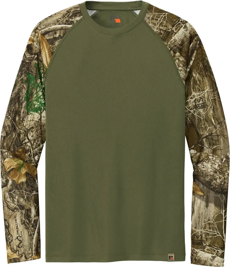 Russell Outdoors Ru151ls Realtree Colorblock Performance Long Sleeve Tee - Olive Drab Green Edge