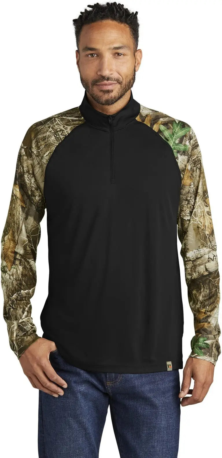 Russell Outdoors Ru152 Realtree Colorblock Performance 1/4-zip - Black Edge - Black/ / Adult Xs