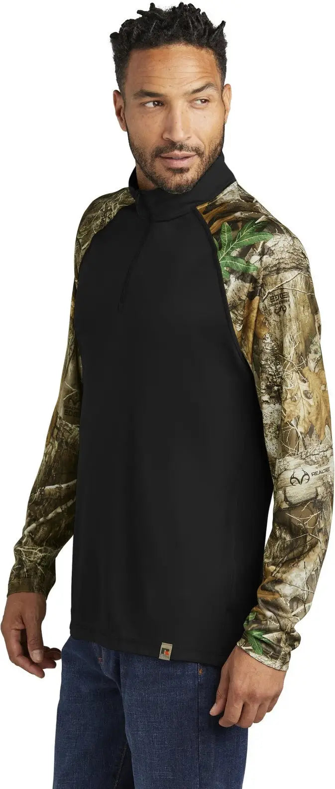 Russell Outdoors Ru152 Realtree Colorblock Performance 1/4-zip - Black Edge