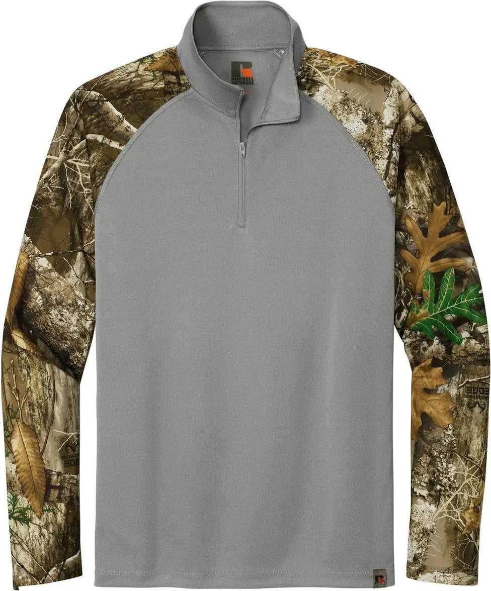 Russell Outdoors Ru152 Realtree Colorblock Performance 1/4-zip - Gray Concrete Heather Edge