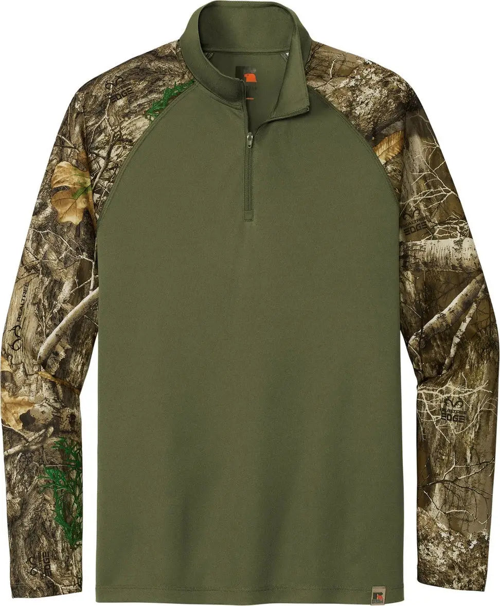 Russell Outdoors Ru152 Realtree Colorblock Performance 1/4-zip - Olive Drab Green Edge
