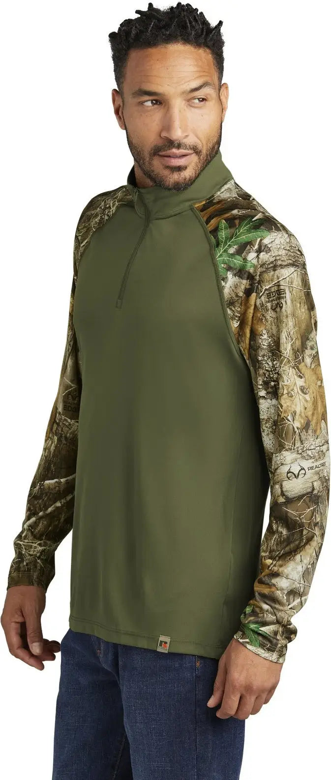 Russell Outdoors Ru152 Realtree Colorblock Performance 1/4-zip - Olive Drab Green Edge