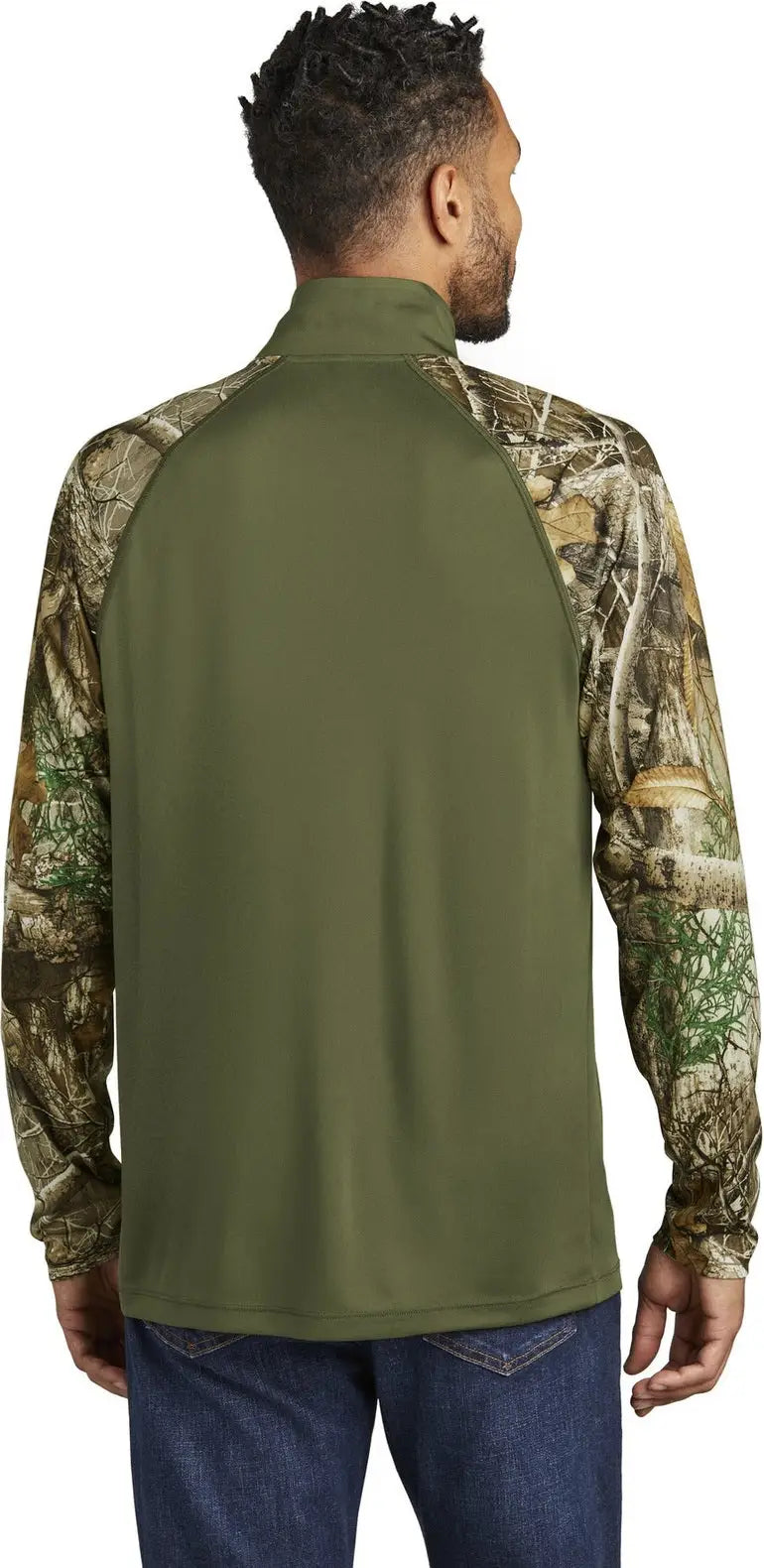 Russell Outdoors Ru152 Realtree Colorblock Performance 1/4-zip - Olive Drab Green Edge
