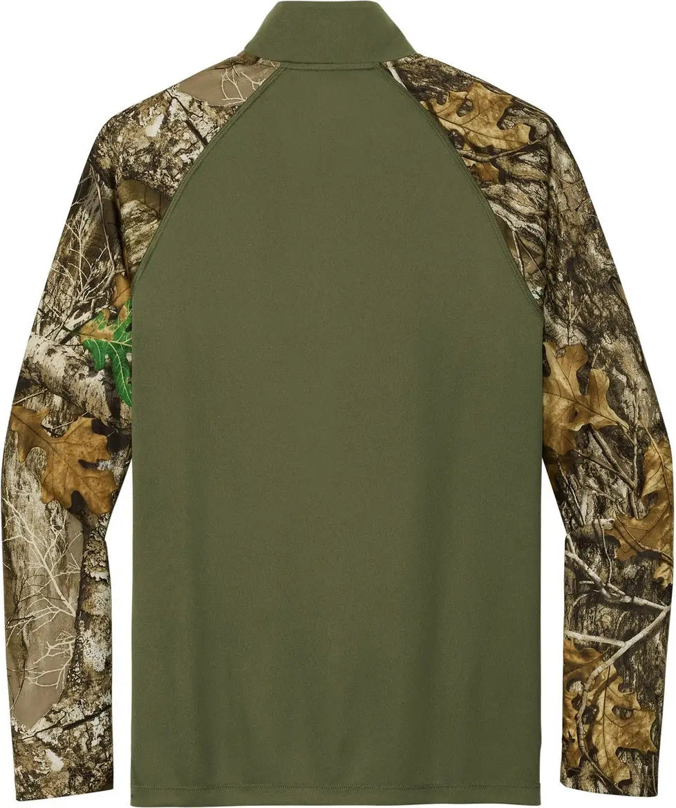 Russell Outdoors Ru152 Realtree Colorblock Performance 1/4-zip - Olive Drab Green Edge
