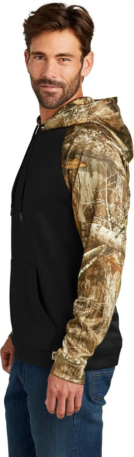Russell Outdoors Ru451 Realtree Performance Colorblock Pullover Hoodie - Black Edge