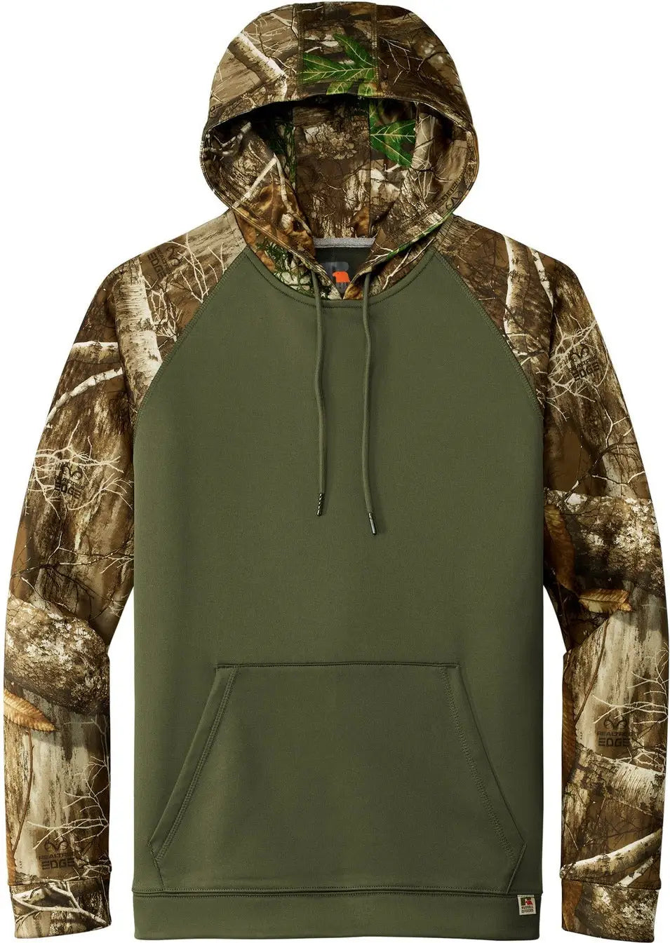 Russell Outdoors Ru451 Realtree Performance Colorblock Pullover Hoodie - Olive Drab Green Edge