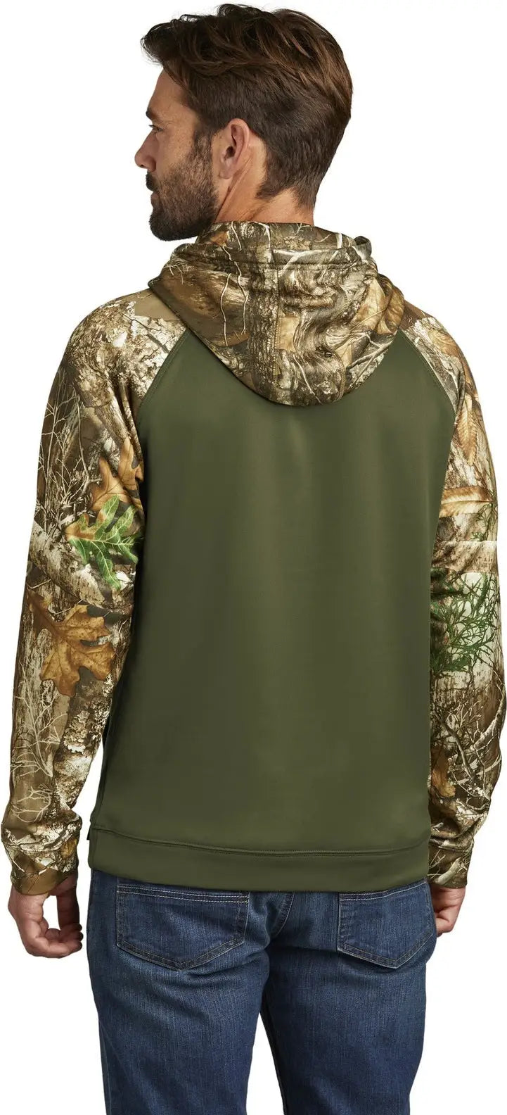 Russell Outdoors Ru451 Realtree Performance Colorblock Pullover Hoodie - Olive Drab Green Edge