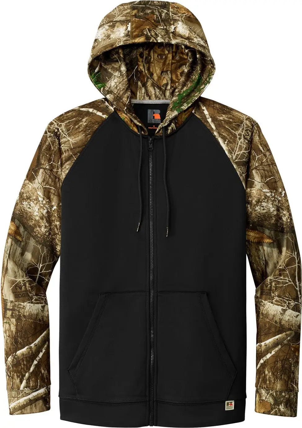 Russell Outdoors Ru452 Realtree Performance Colorblock Full-zip Hoodie - Black Edge