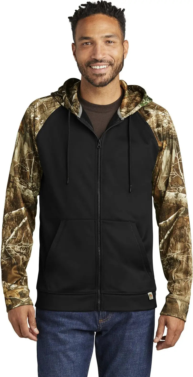 Russell Outdoors Ru452 Realtree Performance Colorblock Full-zip Hoodie - Black Edge - Black/ / Adult Xs