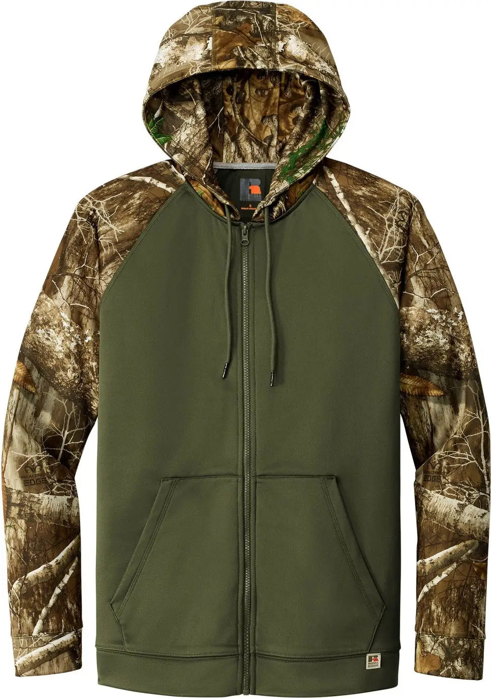 Russell Outdoors Ru452 Realtree Performance Colorblock Full-zip Hoodie - Olive Drab Green Edge