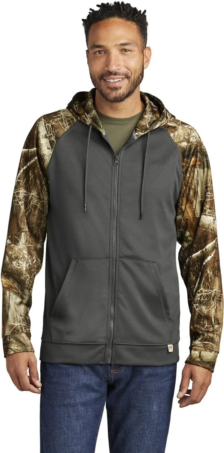 Russell Outdoors Ru452 Realtree Performance Colorblock Full-zip Hoodie - Magnet Edge - Magnet/ / Adult Xs