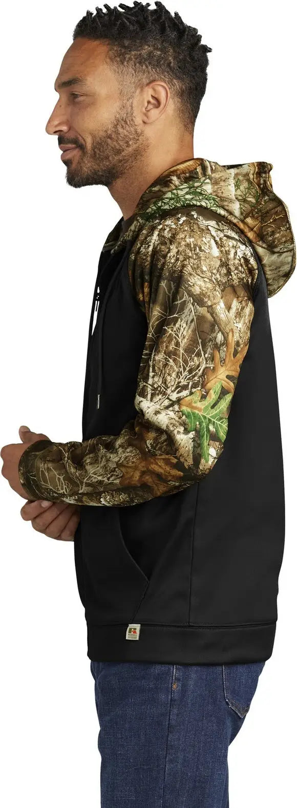 Russell Outdoors Ru452 Realtree Performance Colorblock Full-zip Hoodie - Black Edge