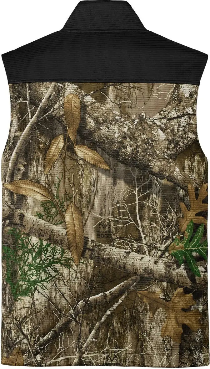 Russell Outdoors Ru604 Realtree Atlas Colorblock Soft Shell Vest - Deep Black Edge - Black/ / Adult Xs