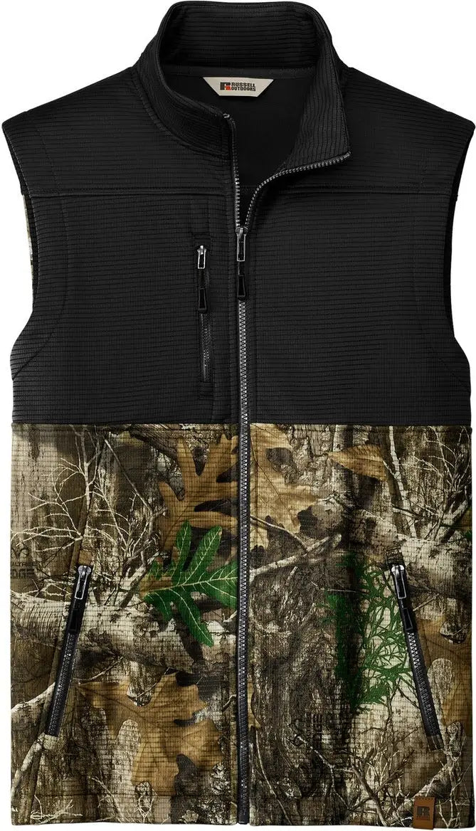 Russell Outdoors Ru604 Realtree Atlas Colorblock Soft Shell Vest - Deep Black Edge