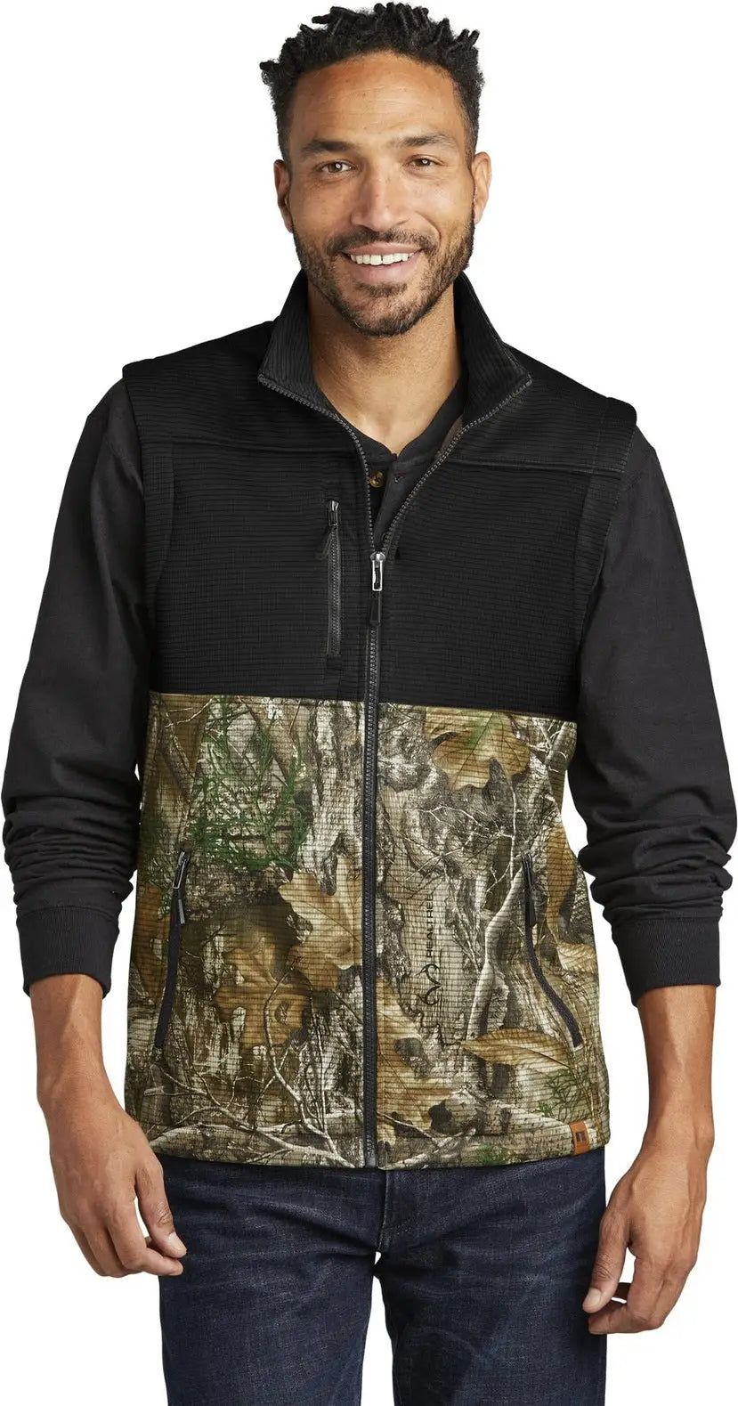 Russell Outdoors Ru604 Realtree Atlas Colorblock Soft Shell Vest - Deep Black Edge - Black/ / Adult Xs