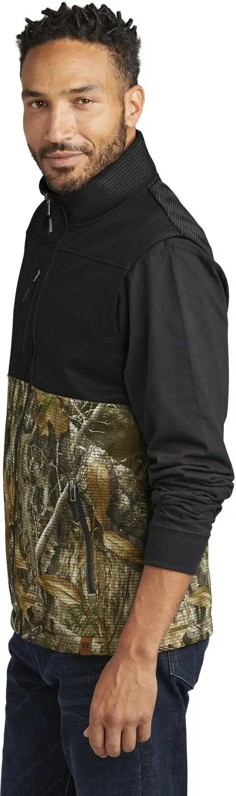 Russell Outdoors Ru604 Realtree Atlas Colorblock Soft Shell Vest - Deep Black Edge