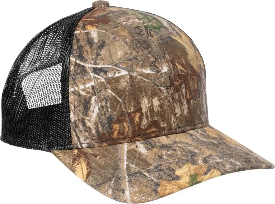 Russell Outdoors Ru900 Camo Snapback Trucker Cap - Realtree Edge Deep Black - Edge/ / Adult Osfa