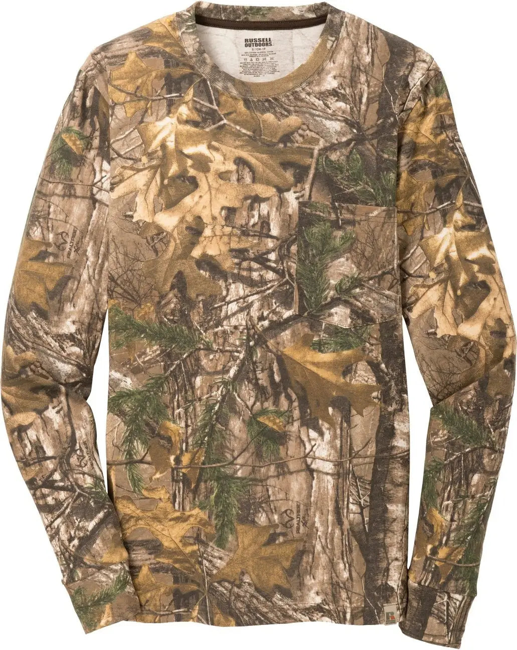Russell Outdoors S020r Realtree Long Sleeve Explorer 100% Cotton T-shirt with Pocket