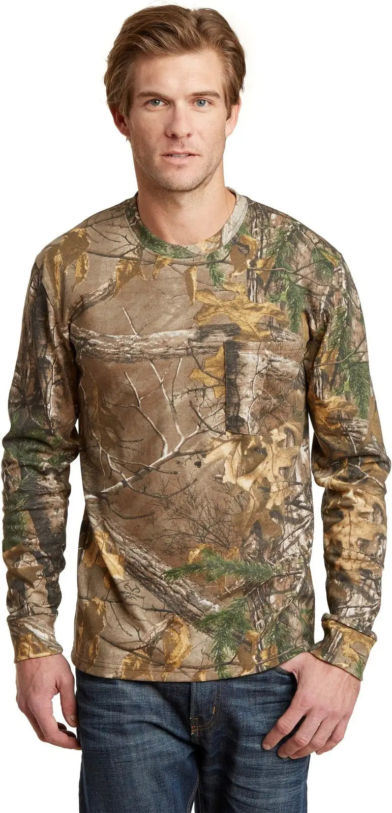 Russell Outdoors S020r Realtree Long Sleeve Explorer 100% Cotton T-shirt with Pocket - Xtra / Adult s