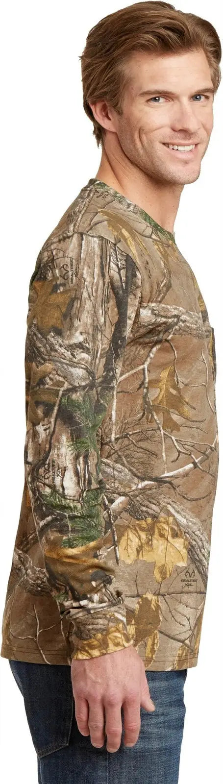 Russell Outdoors S020r Realtree Long Sleeve Explorer 100% Cotton T-shirt with Pocket