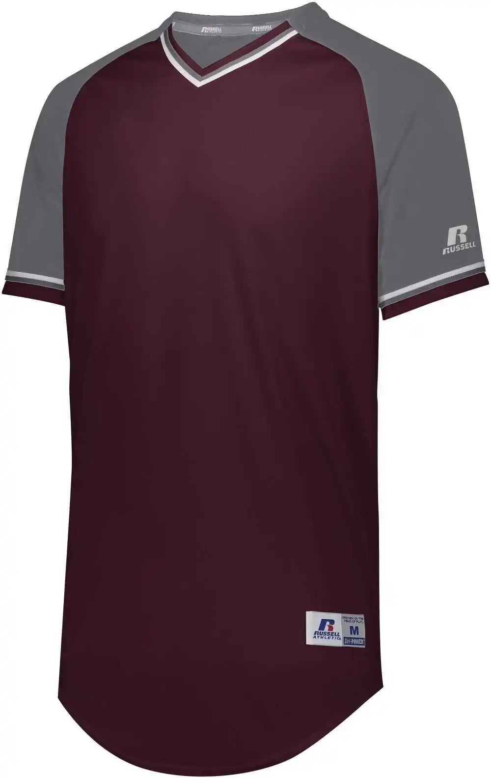 Russell R01x3b Youth Classic V-neck Jersey - Maroon Steel White