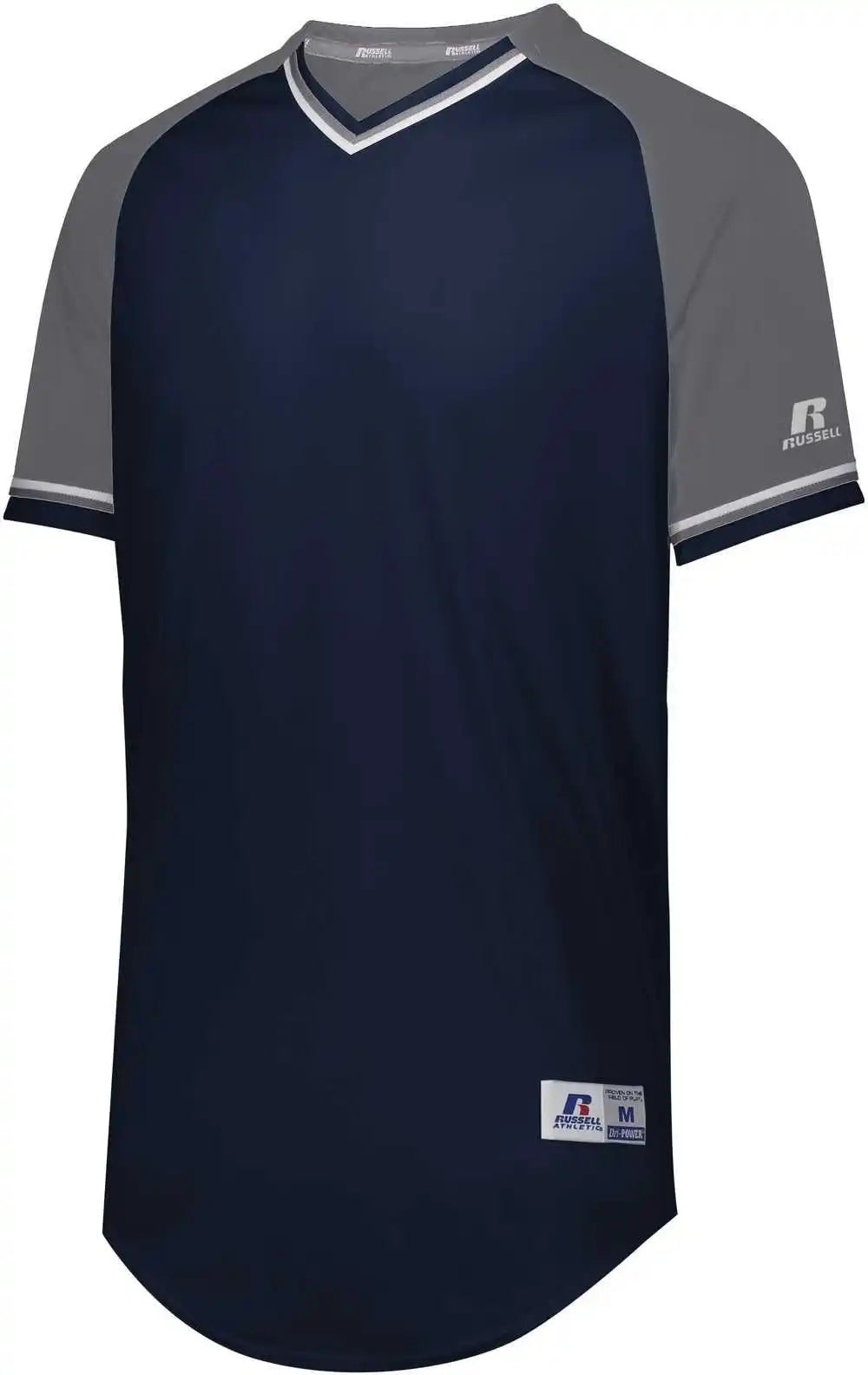 Russell R01x3b Youth Classic v Neck Jersey Navy Steel White
