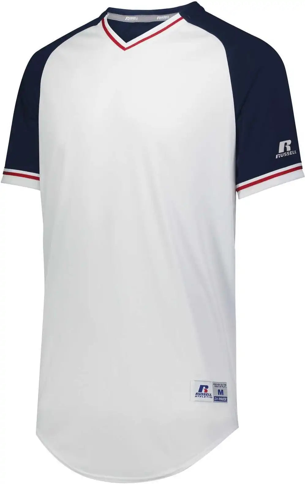 Russell R01x3b Youth Classic v Neck Jersey White Navy True Red