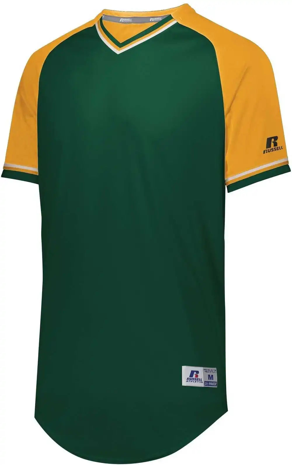 Russell R01x3m Classic v Neck Jersey Dark Green Gold White