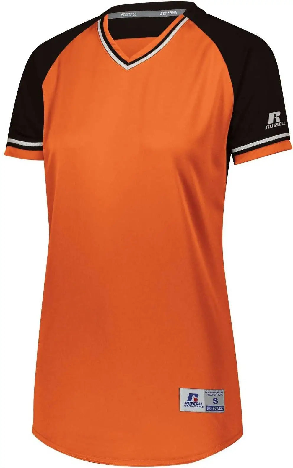 Russell R01x3x Ladies Classic V-neck Jersey - Burnt Orange Black White