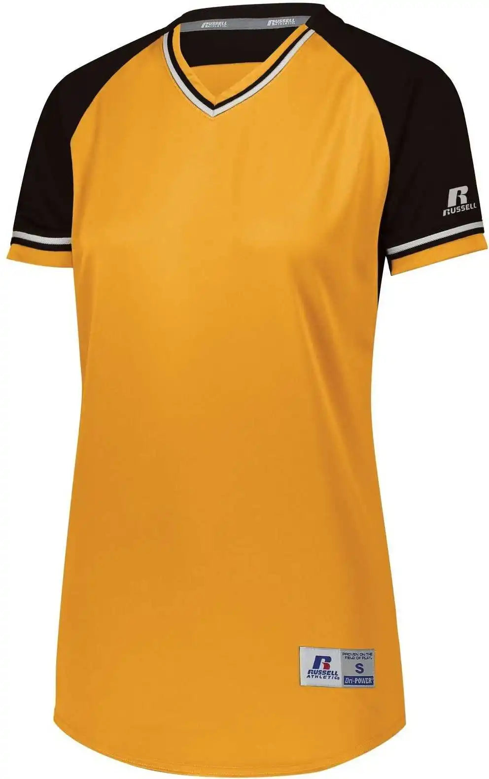 Russell R01x3x Ladies Classic V-neck Jersey - Gold Black White