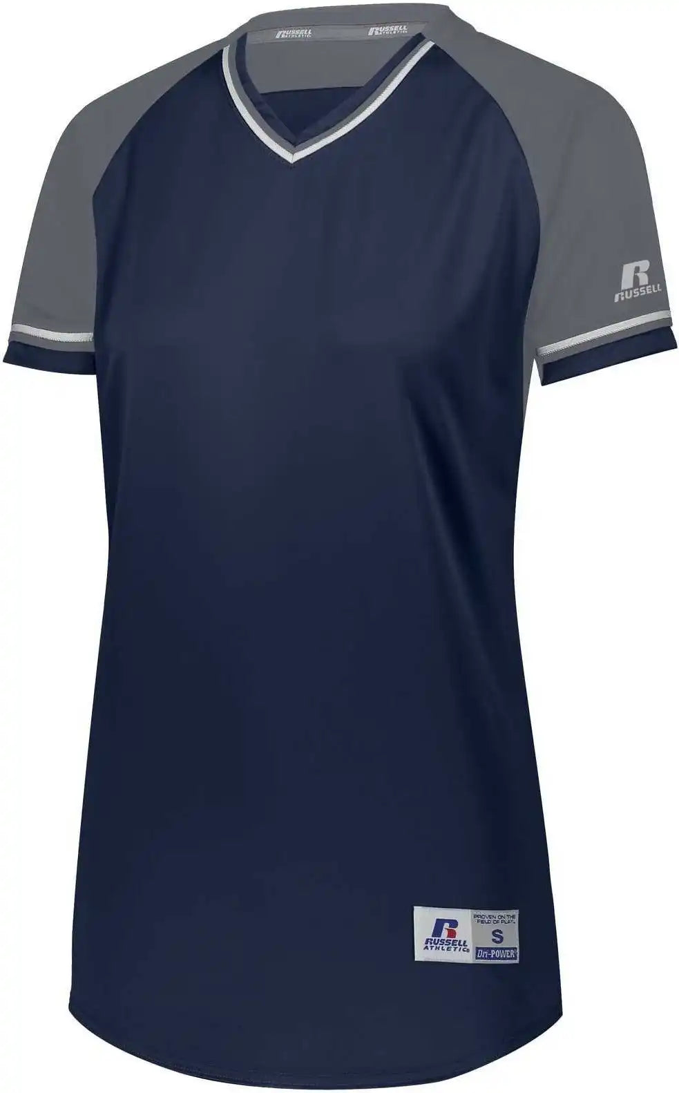 Russell R01x3x Ladies Classic V-neck Jersey - Navy Steel White