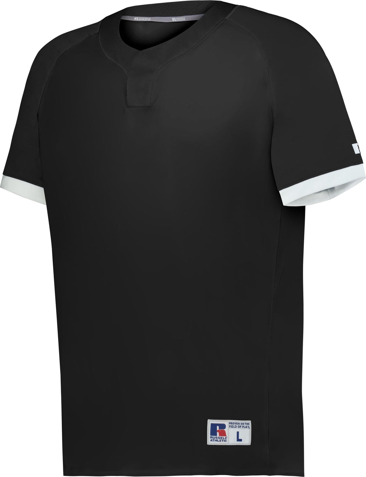 Russell R02x3b Youth Baseline 2 Button Baseball Jersey - Black White - Adult s