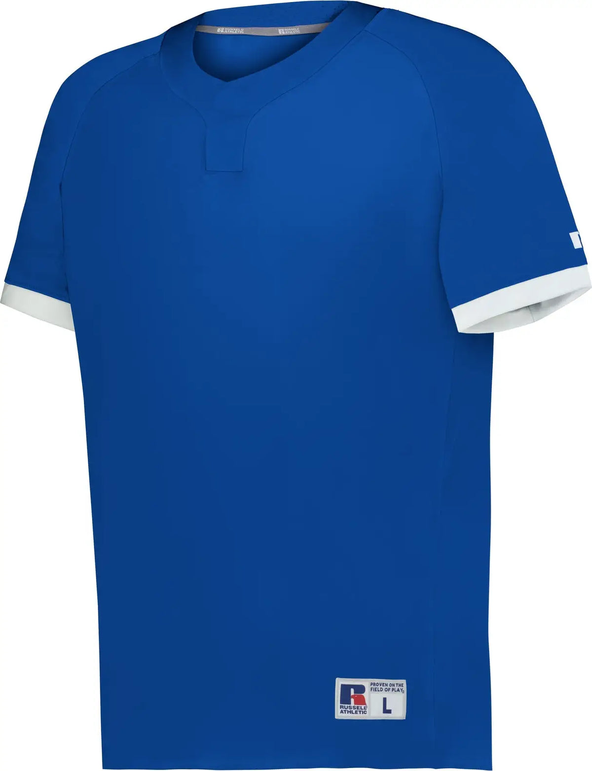 Russell R02x3m Baseline Covered Placket Baseball Jersey - Royal White - Adult s