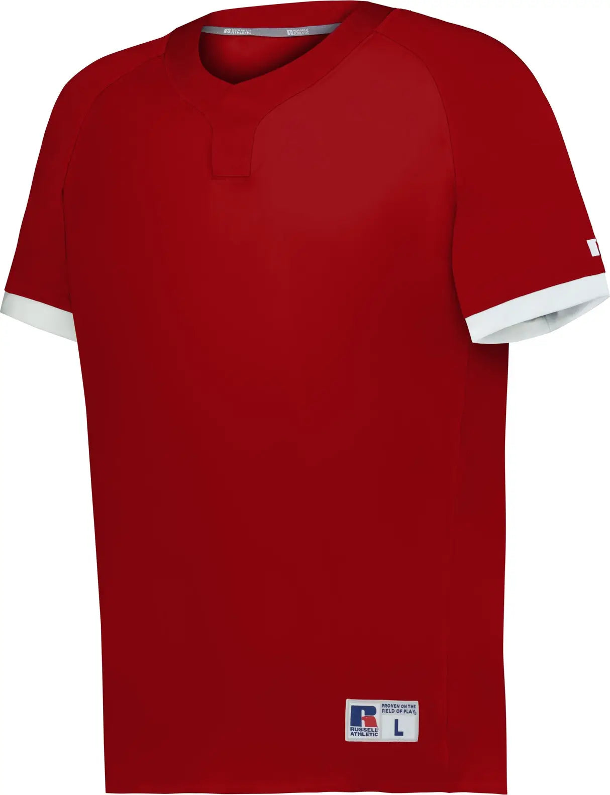 Russell R02x3m Baseline Covered Placket Baseball Jersey - True Red White - Adult s