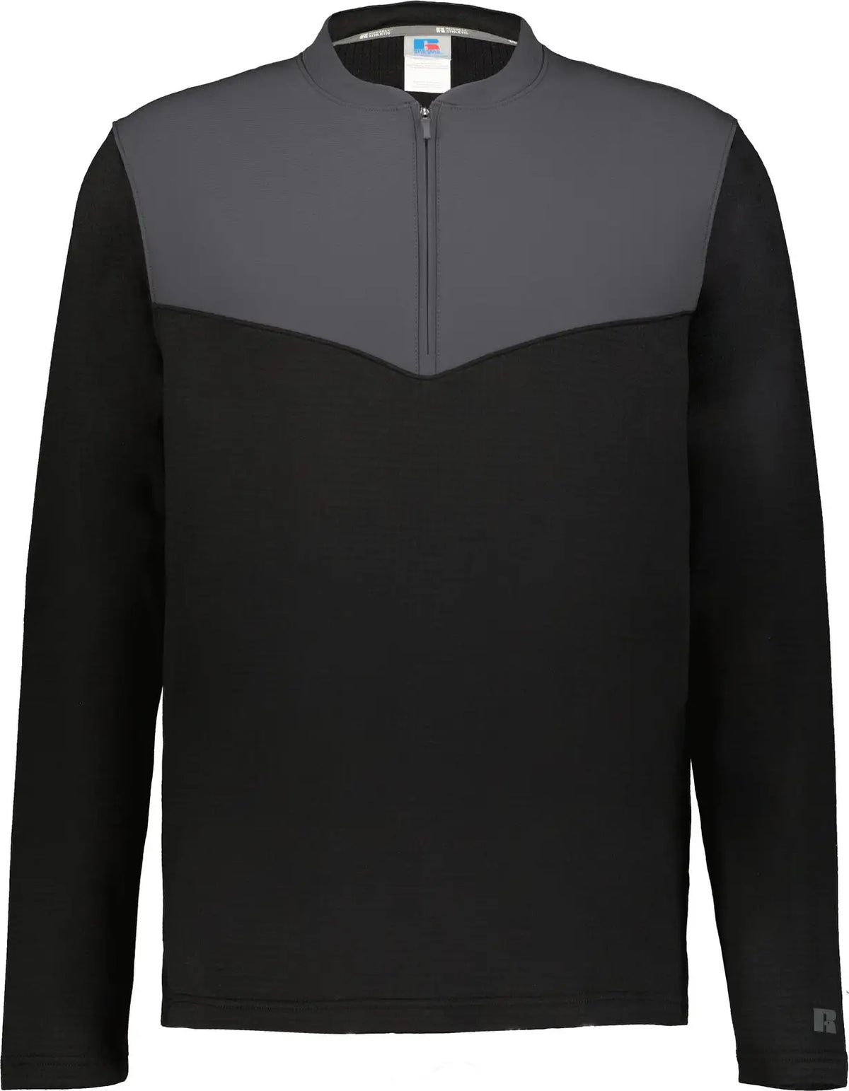 Russell R03gkm Sideline Grid 1/4-zip Pullover - Black Stealth