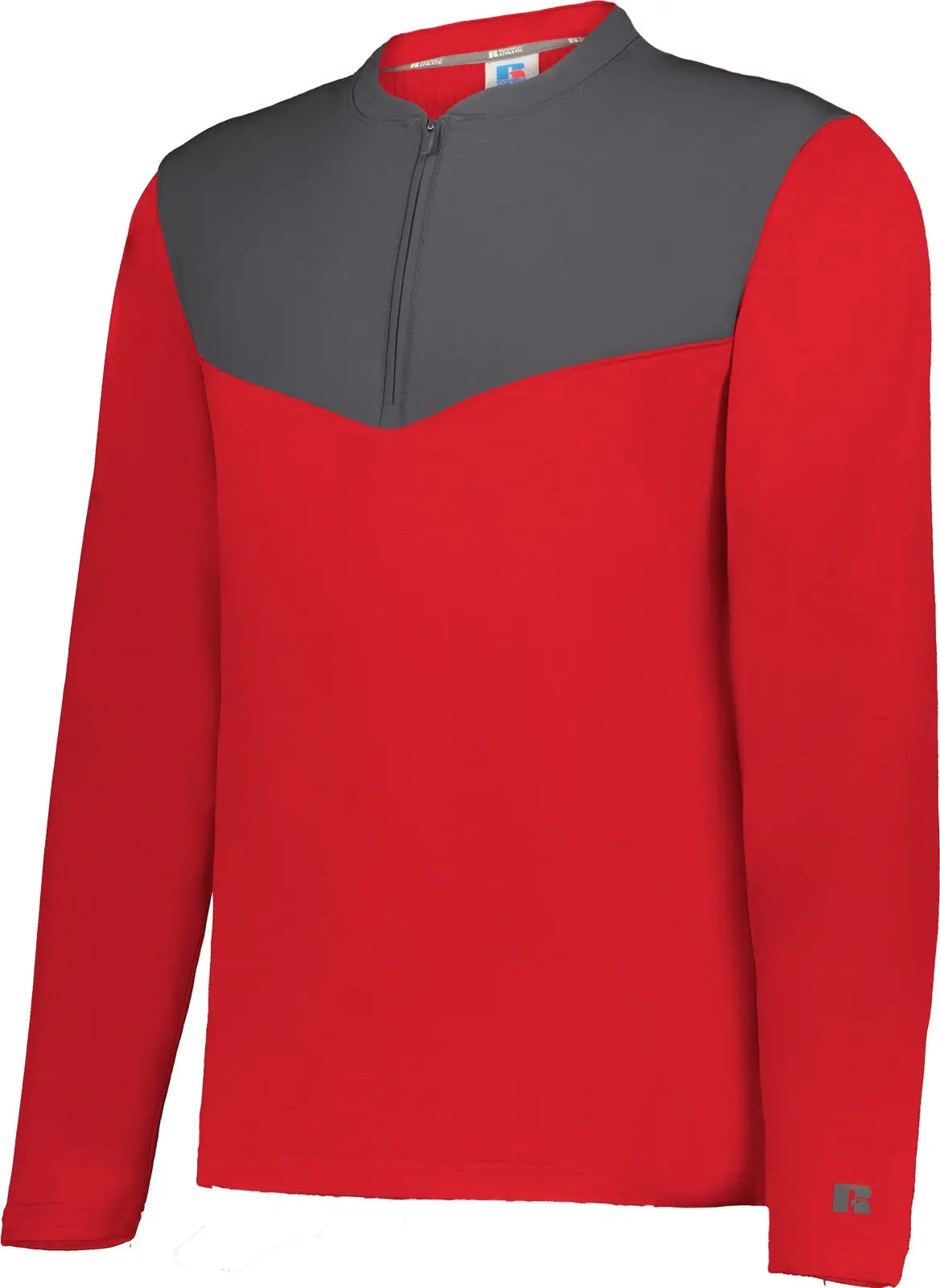 Russell R03gkm Sideline Grid 1/4-zip Pullover - True Red Stealth