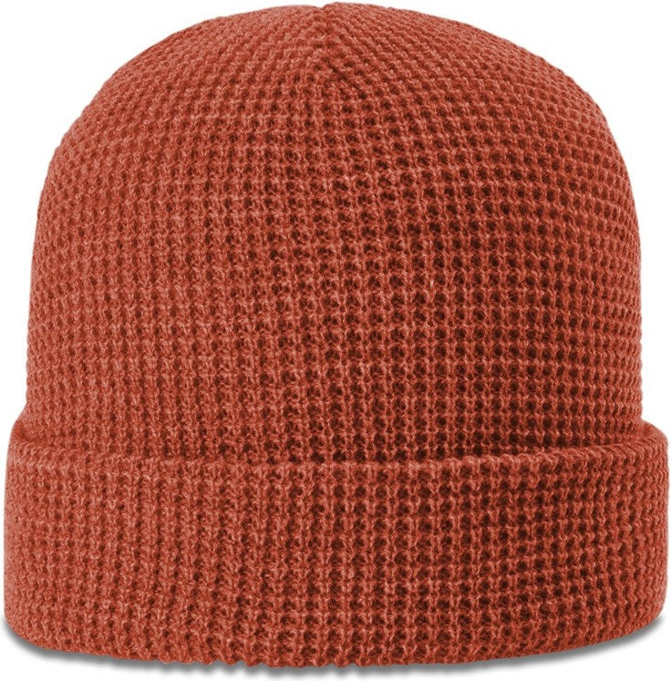 Rust Waffle Knit Beanie with Cuff