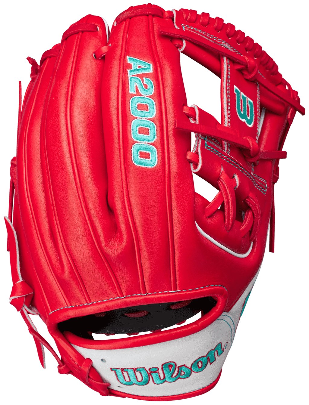 Wilson A2000 1786 11.50" infield Glove May 2023 GOTM WBE101369115 - Red White Teal - HIT a Double - 1