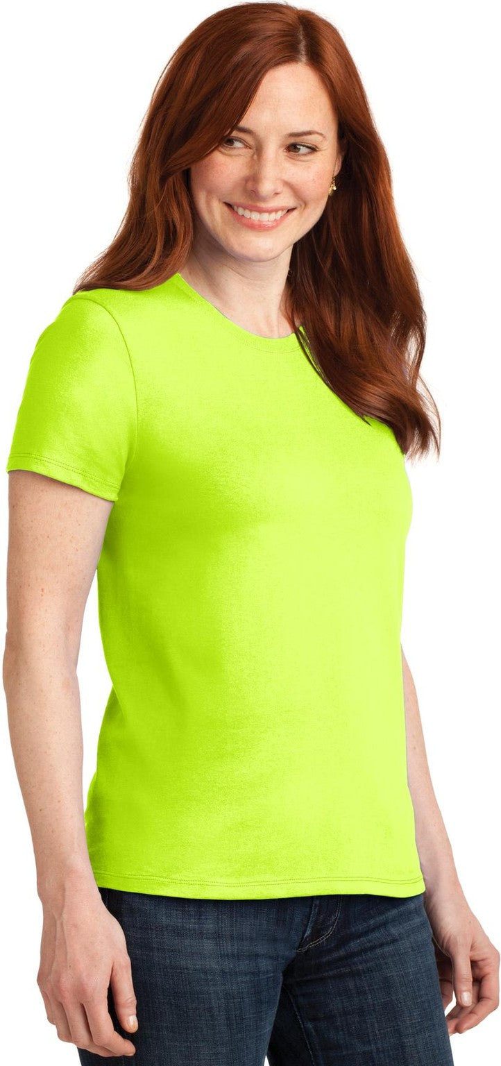 Safety Green Port & Co Women's Core Blend Tee. LPC55